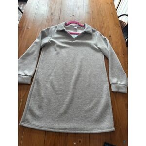 WIHOLL Collared Long Sleeve Casual Sweatshirt Dress Grey Size L